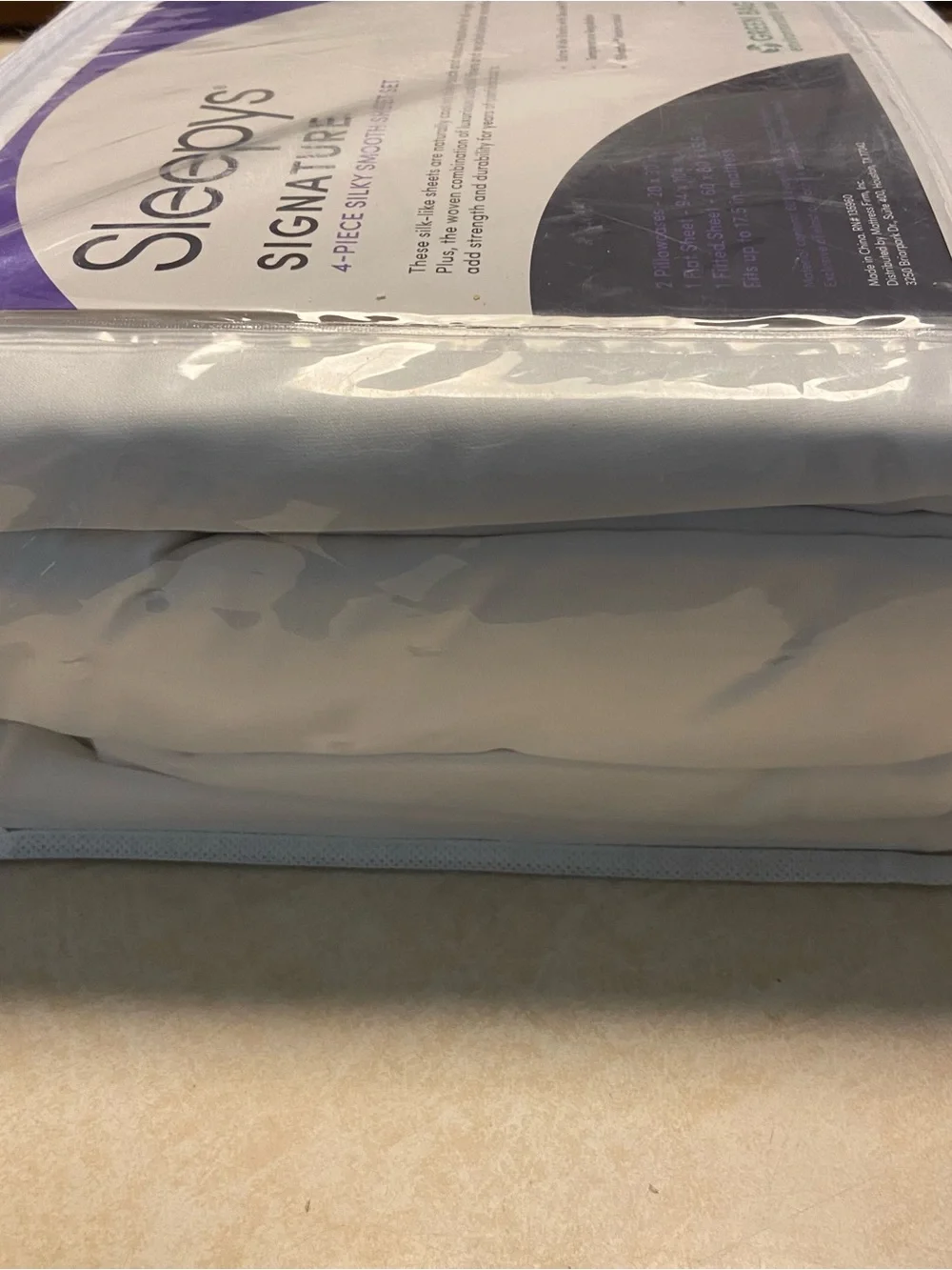 Sleepy’s Signature QUEEN Silky Smooth Sheet Set 4 Pc from Botanical White